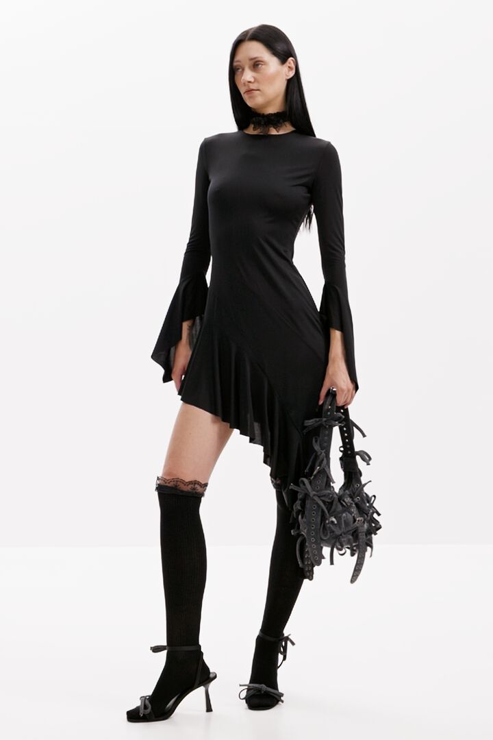 Asymmetric black dress María Escoté | Desigual