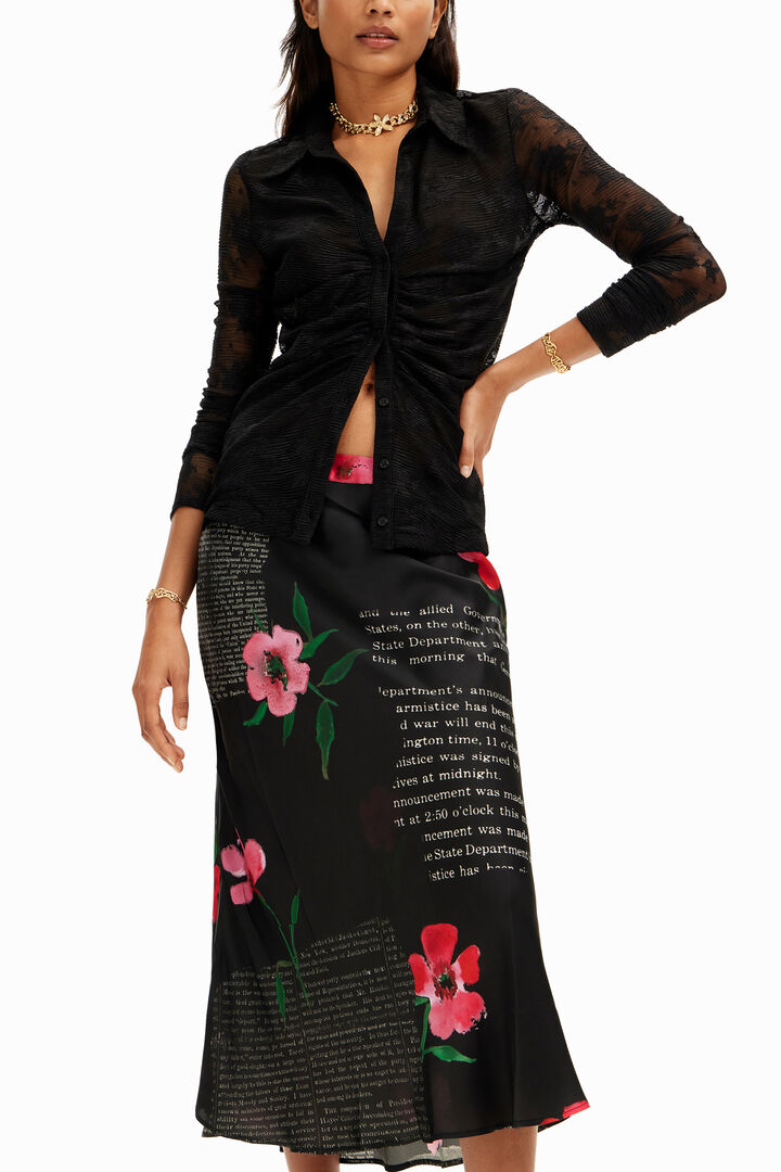 Text slip midi skirt | Desigual