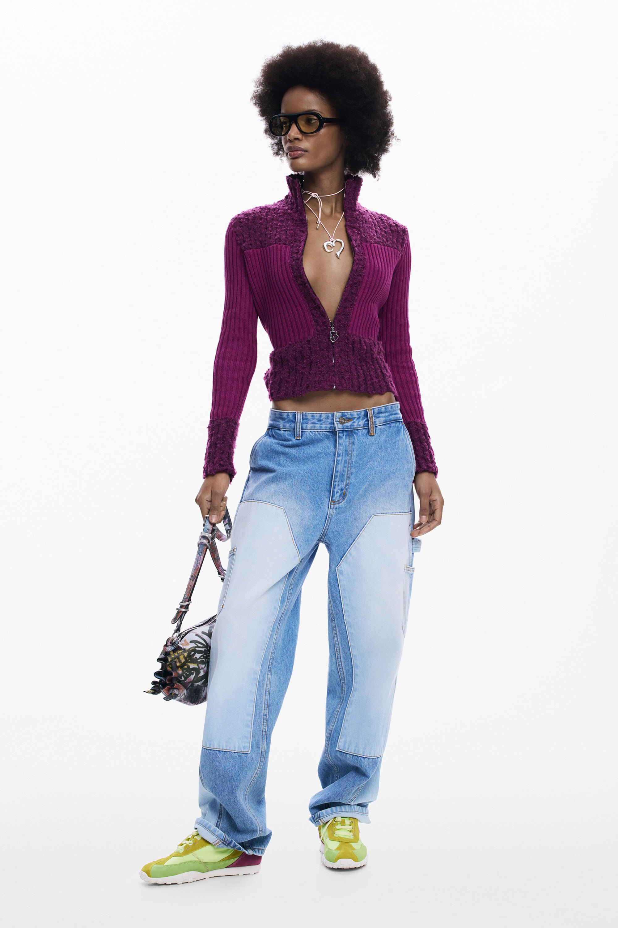 Thick turtleneck sweater purple Women's I Desigual.com