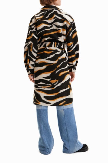 Long zebra overshirt coat | Desigual