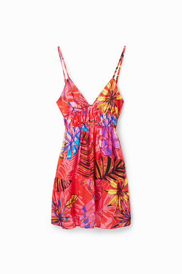Vestido corto cut-outs tropical | Desigual