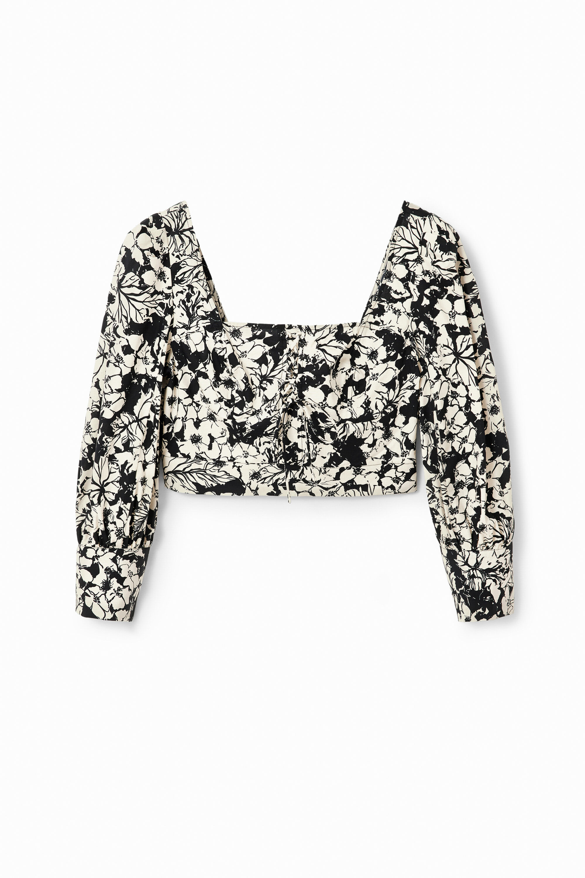 Desigual Cropped korset-blouse met bloemen - BLACK