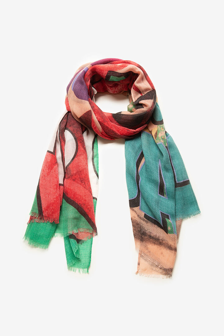 Rectangular lettering print scarf | Desigual