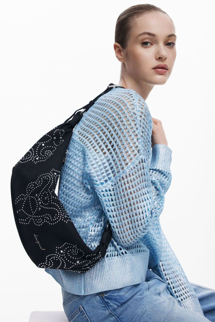 Bossa efecte pell amb tatxes petita | Desigual