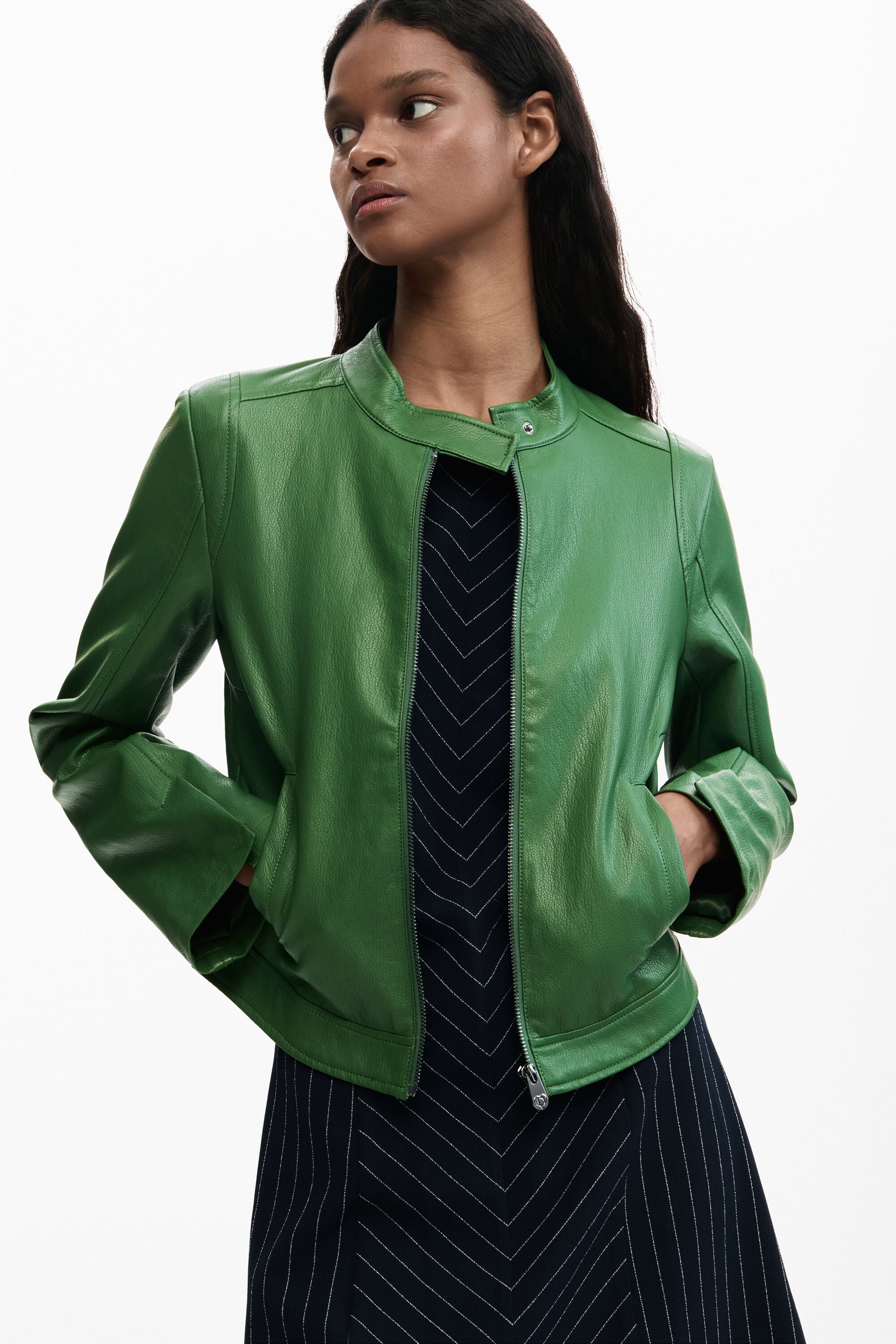 Jacket faux leather green Women's I Desigual.com