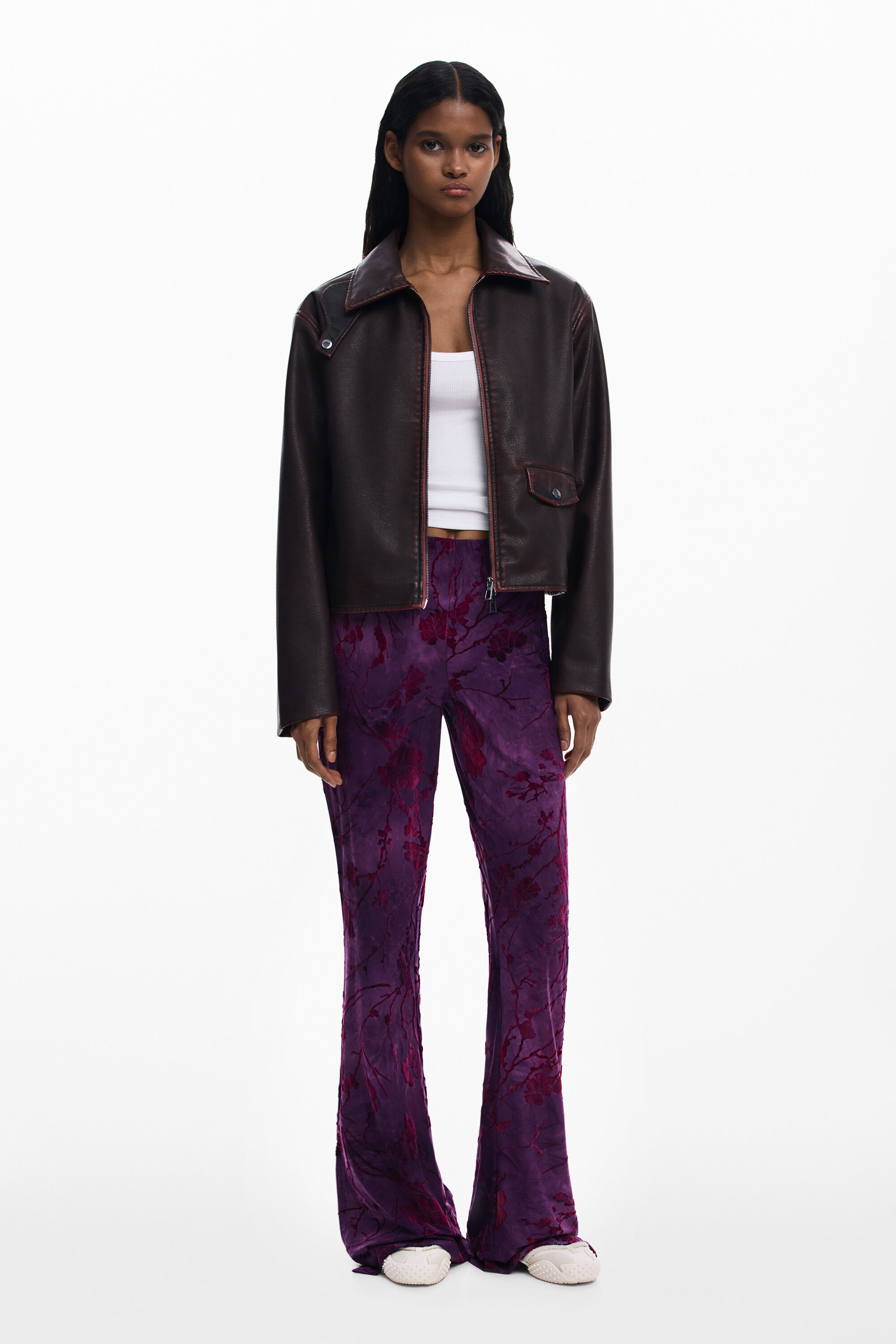 Flared textured fluid pants Women's I Desigual.com