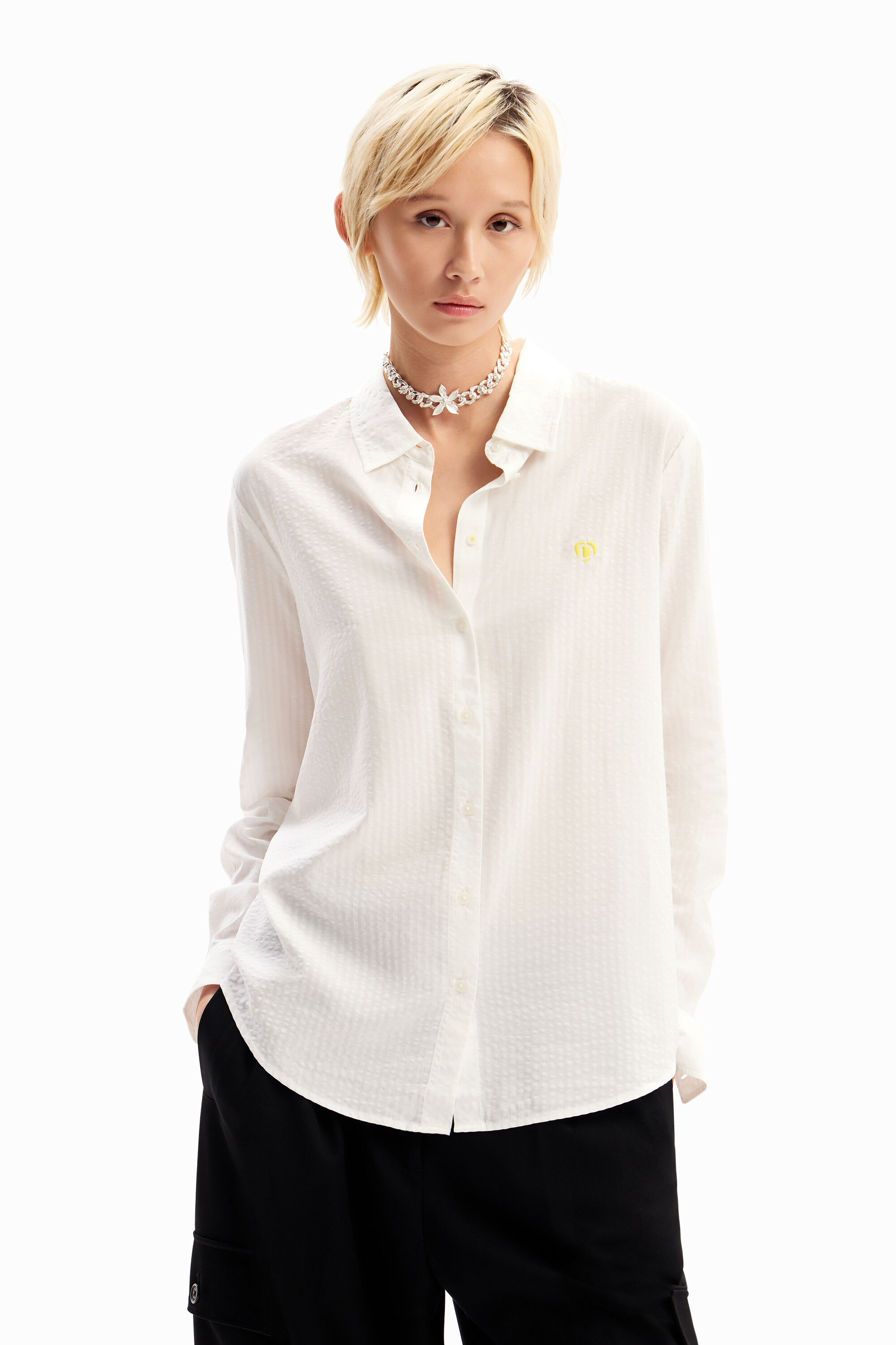Textured striped shirt