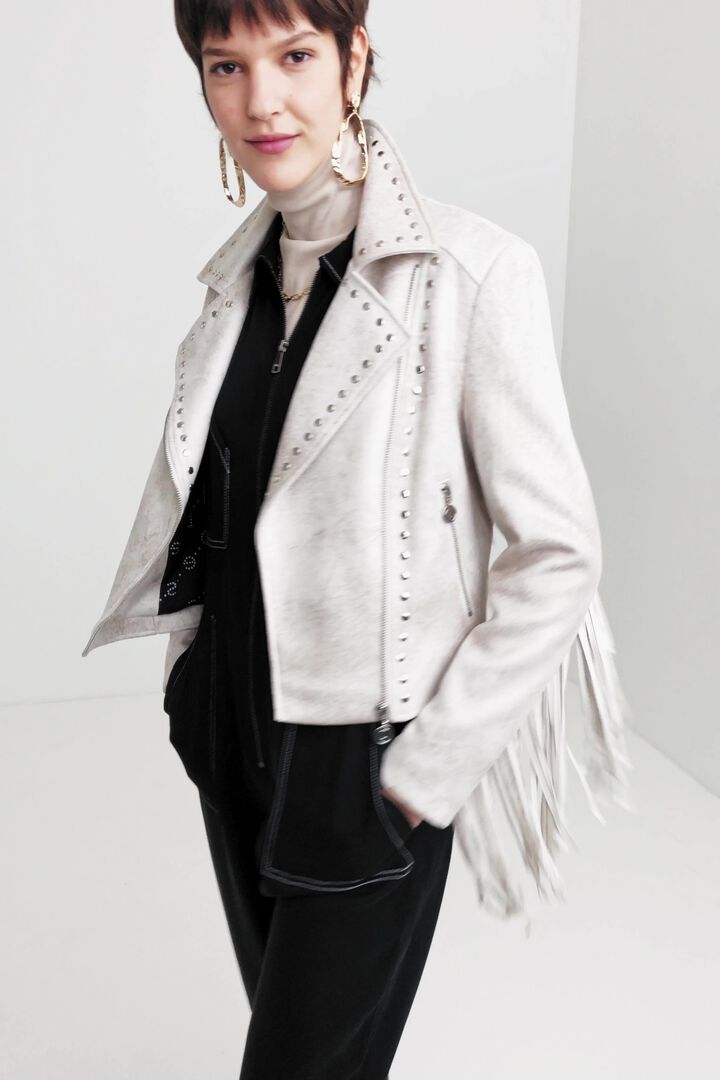 Biker jacket with fringe and studs | Desigual