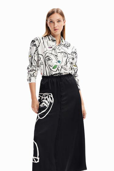 Arty face midi skirt | Desigual