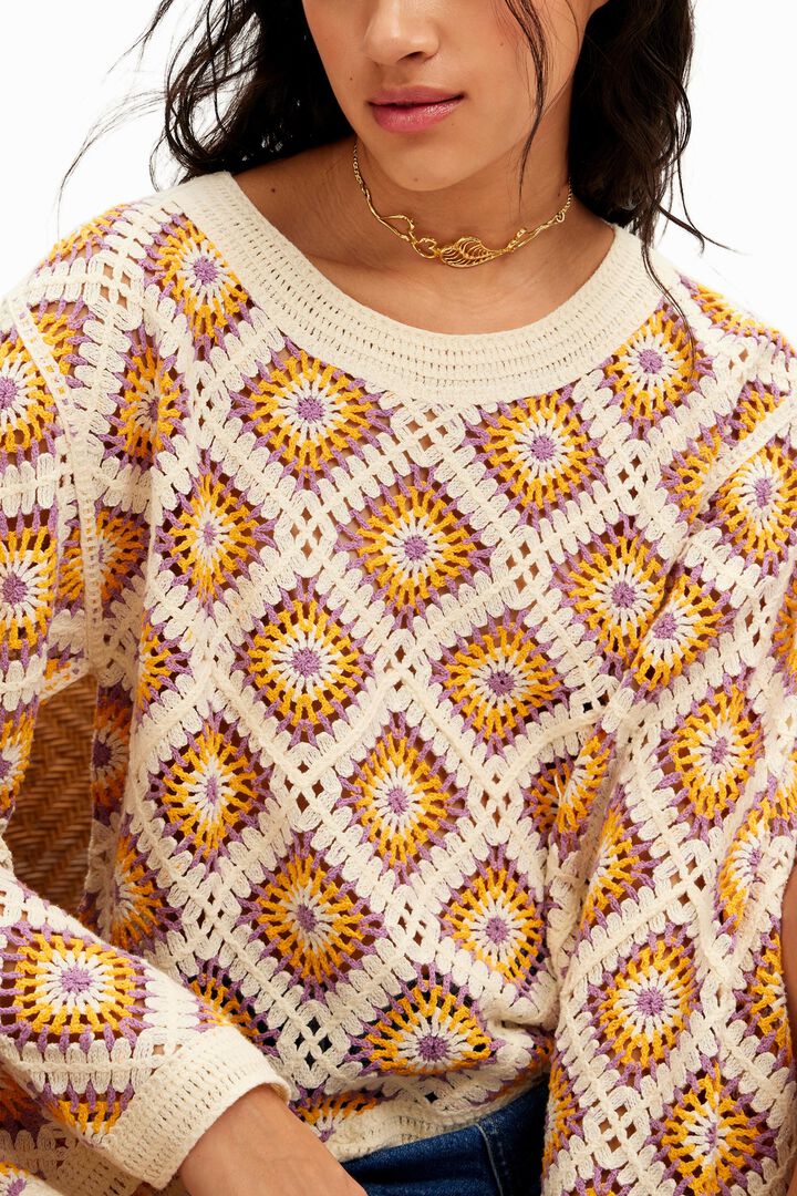 Crochet jumper with geometric patterns | Desigual