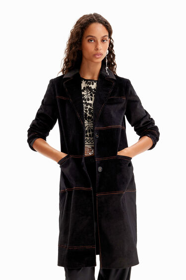 Abrigo largo patch pana | Desigual