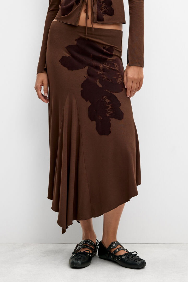 flocked midi skirt