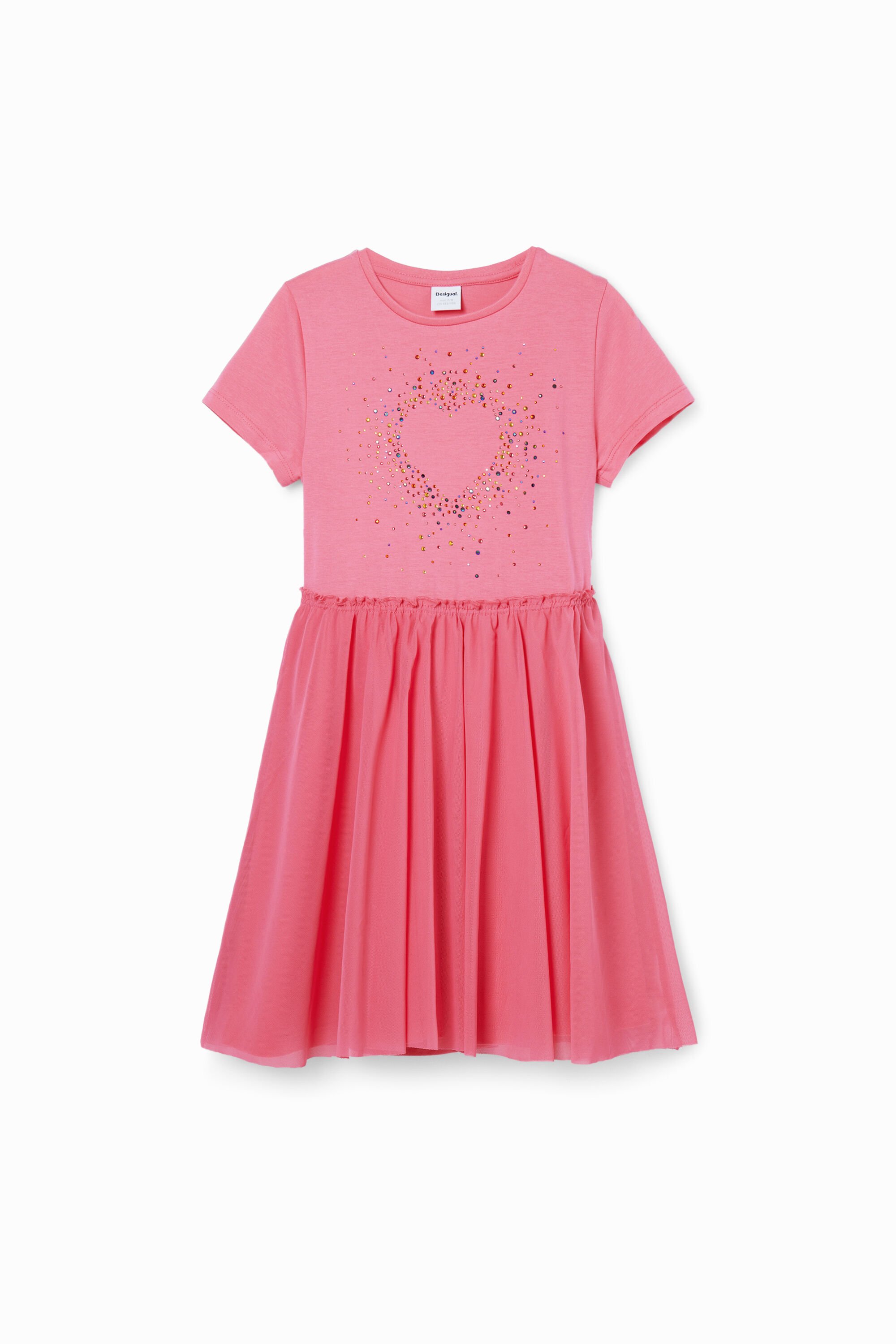 Desigual, Kleid Herz Strass, Baumwolle, Rot, 9/10