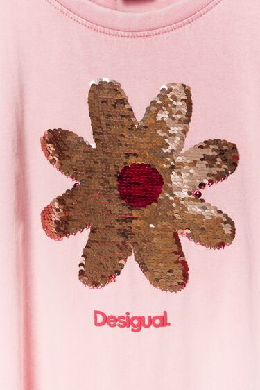 Camiseta flor lentejuelas | Desigual