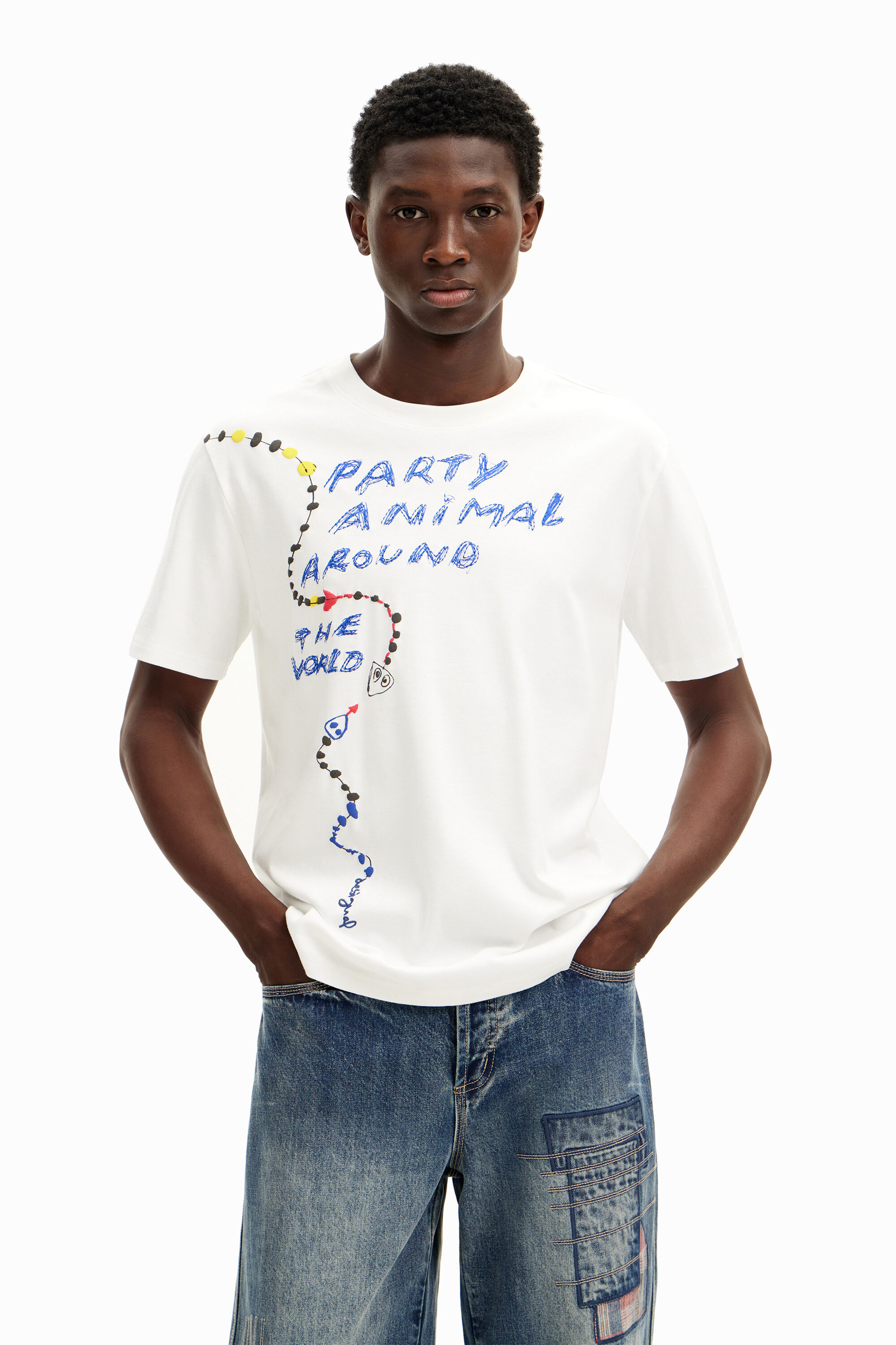 Short sleeved Arty party animal t shirt. for men I Desigual