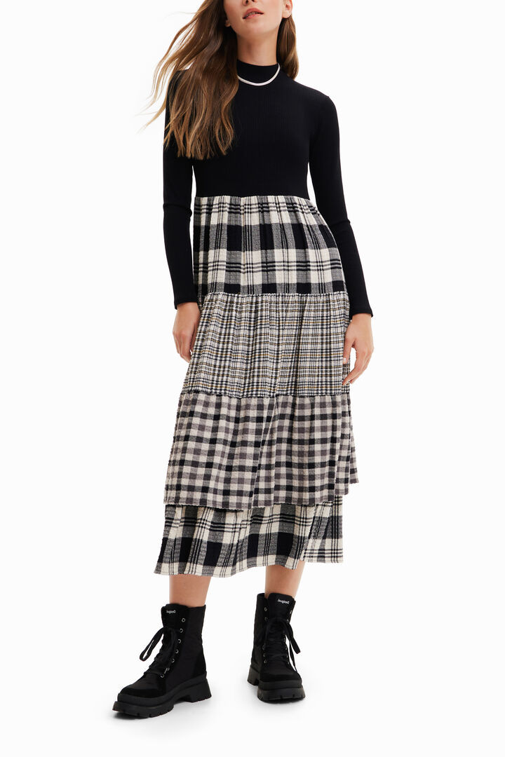 Midi dress with plaid skirt | Desigual