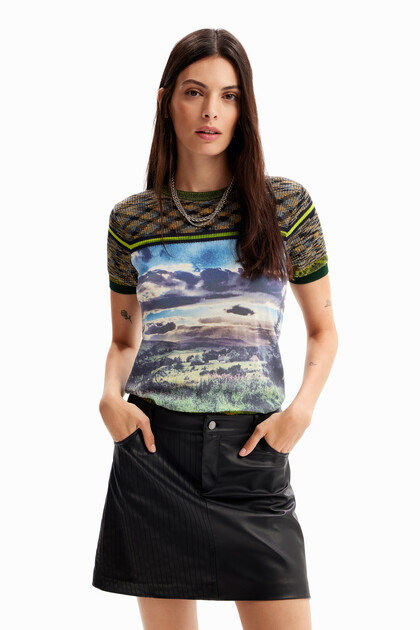 Knit landscape T-shirt
