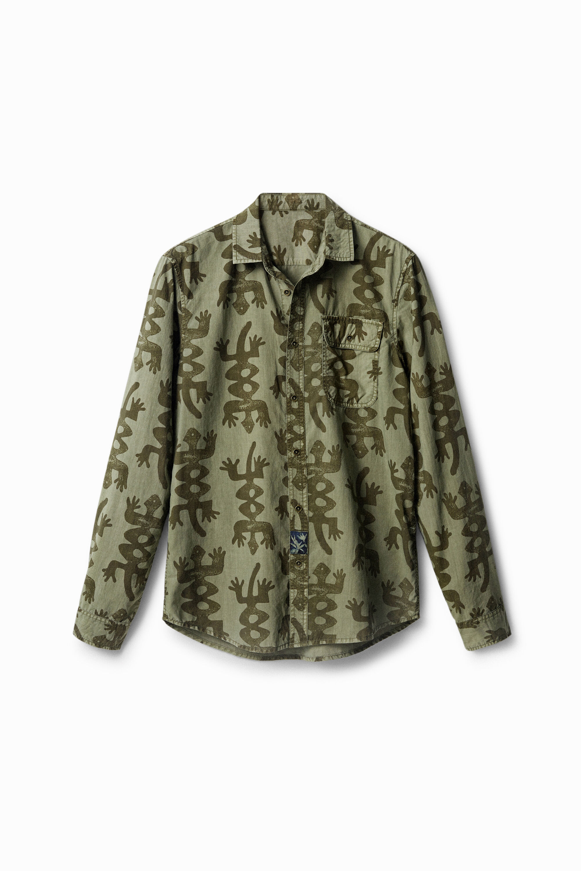 Desigual Long-sleeve Lizard Shirt In Green