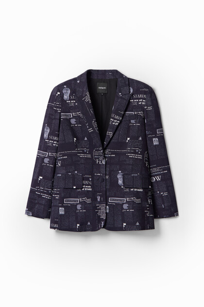 Newspaper collage blazer