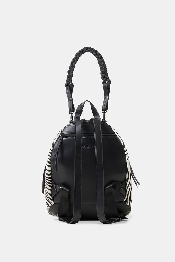 Zebra-print leather backpack | Desigual
