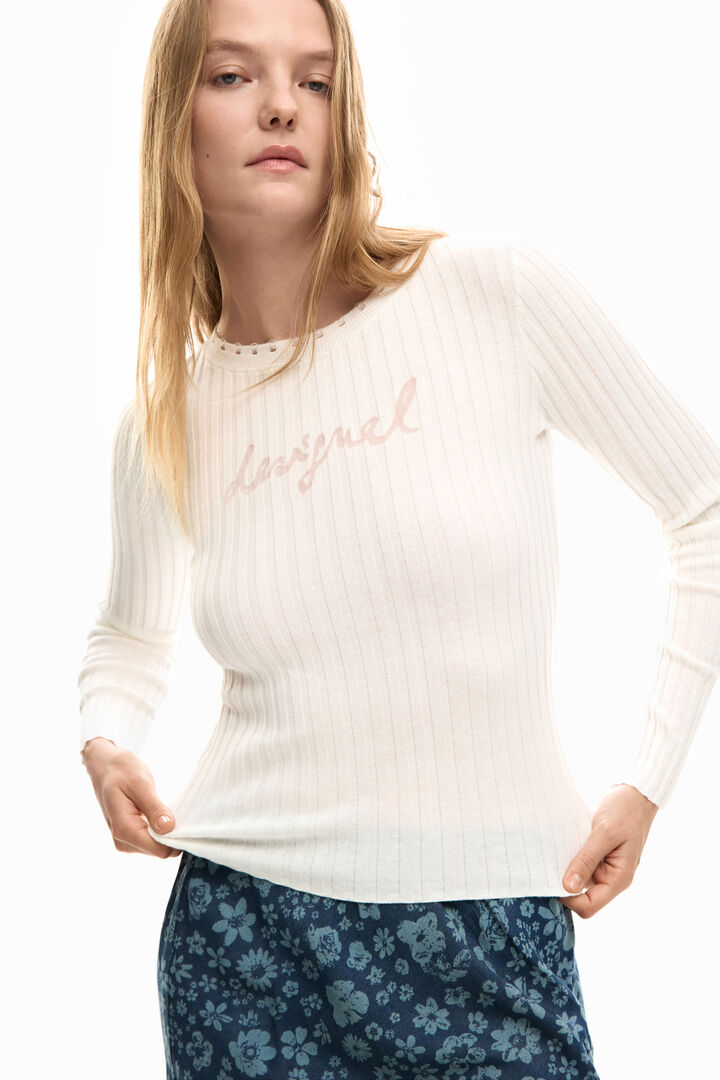 Camiseta canelada com logo | Desigual