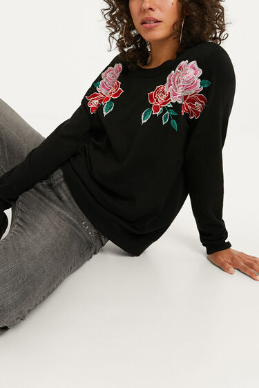Jersey corto tricot bordado hombros | Desigual
