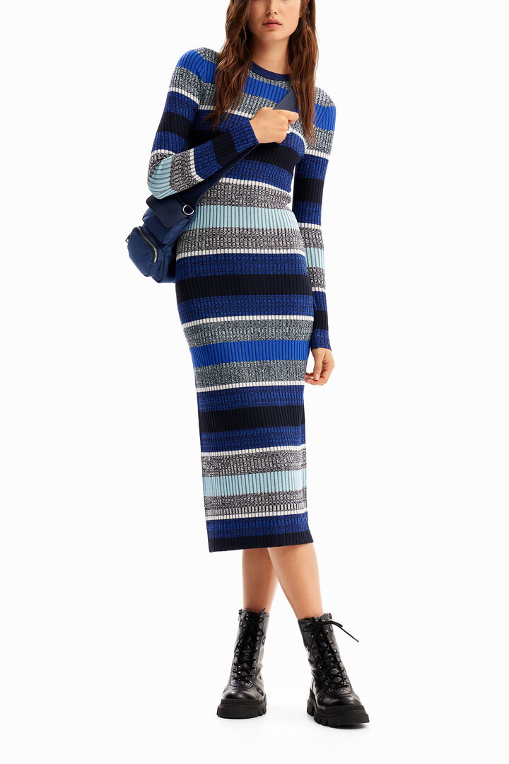 Stripy ribbed midi dress | Desigual