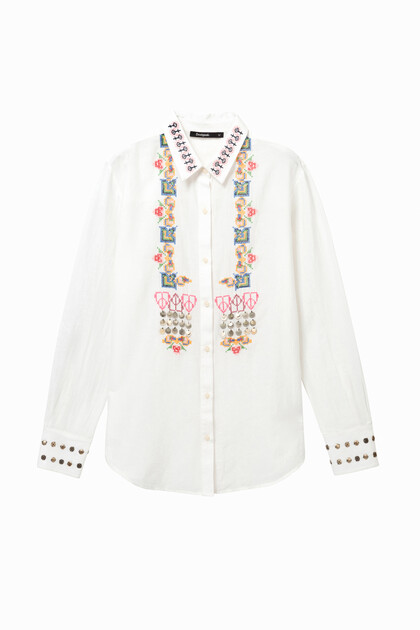 Embroidered silk shirt
