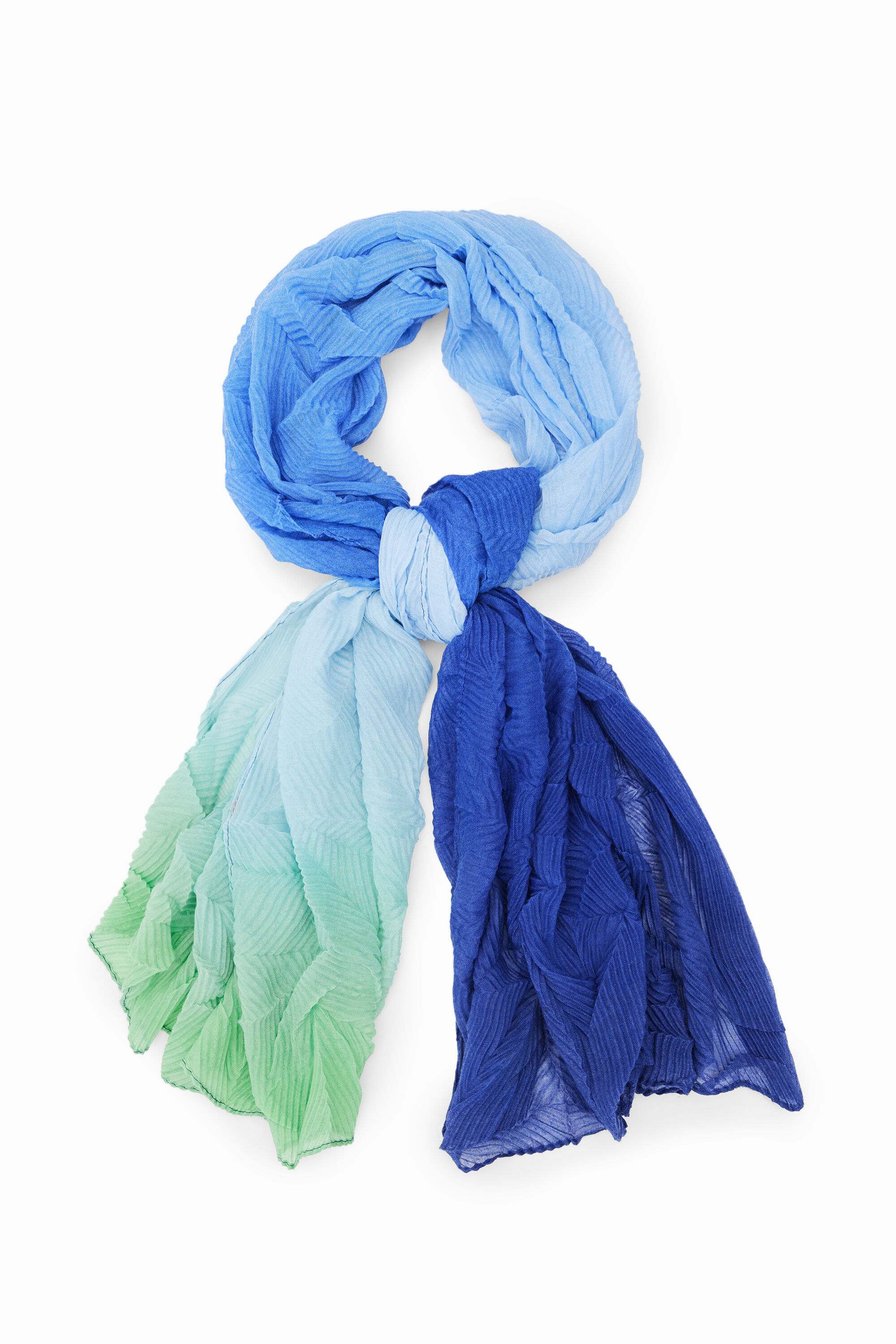 Rectangular pleated degrade foulard - BLUE - U