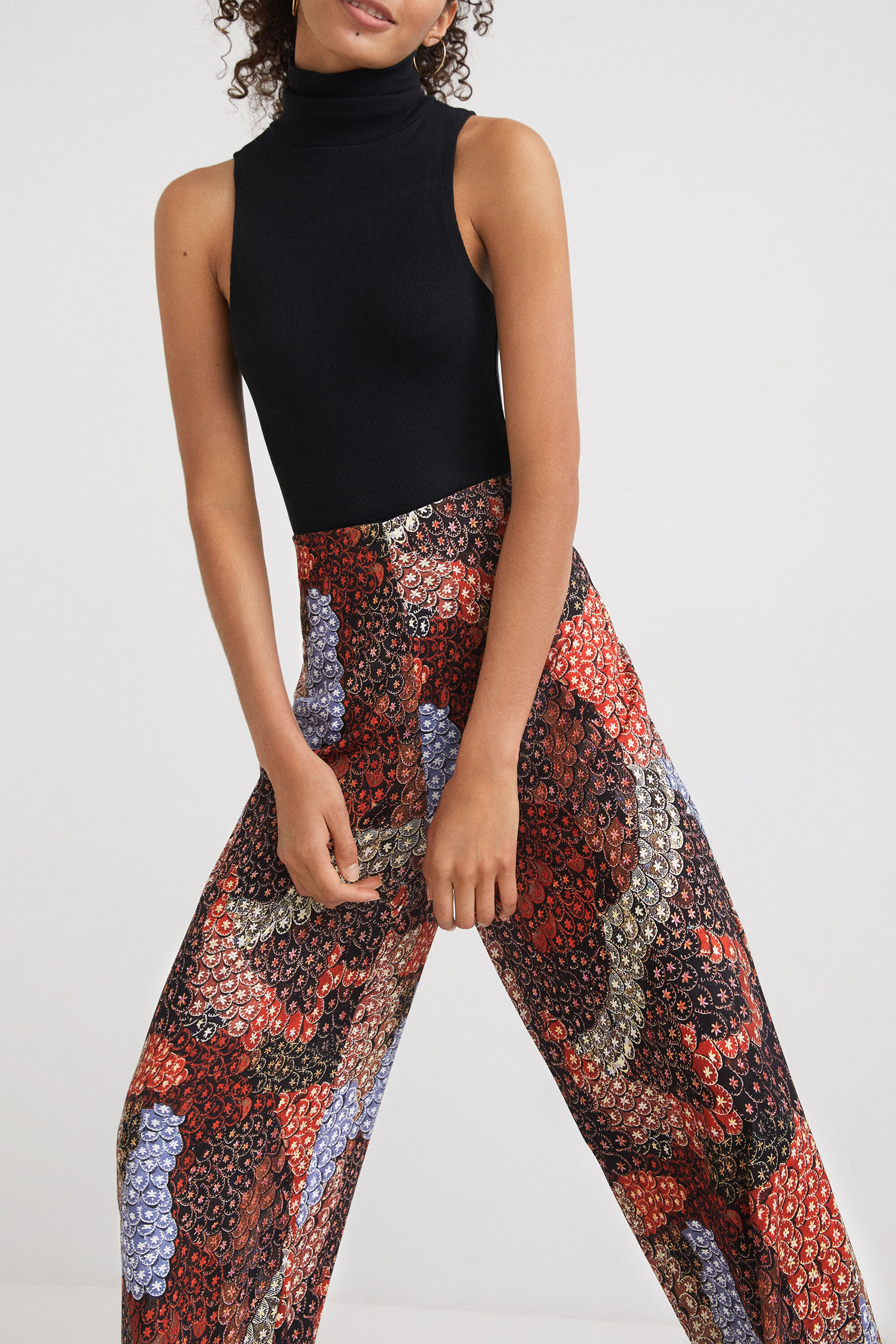Shop Desigual Wide Print Trousers In Red