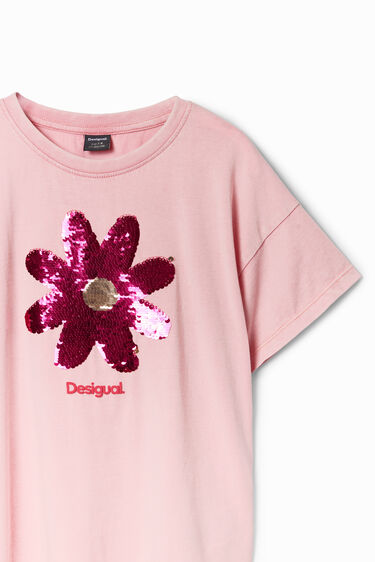 Camiseta flor lentejuelas | Desigual