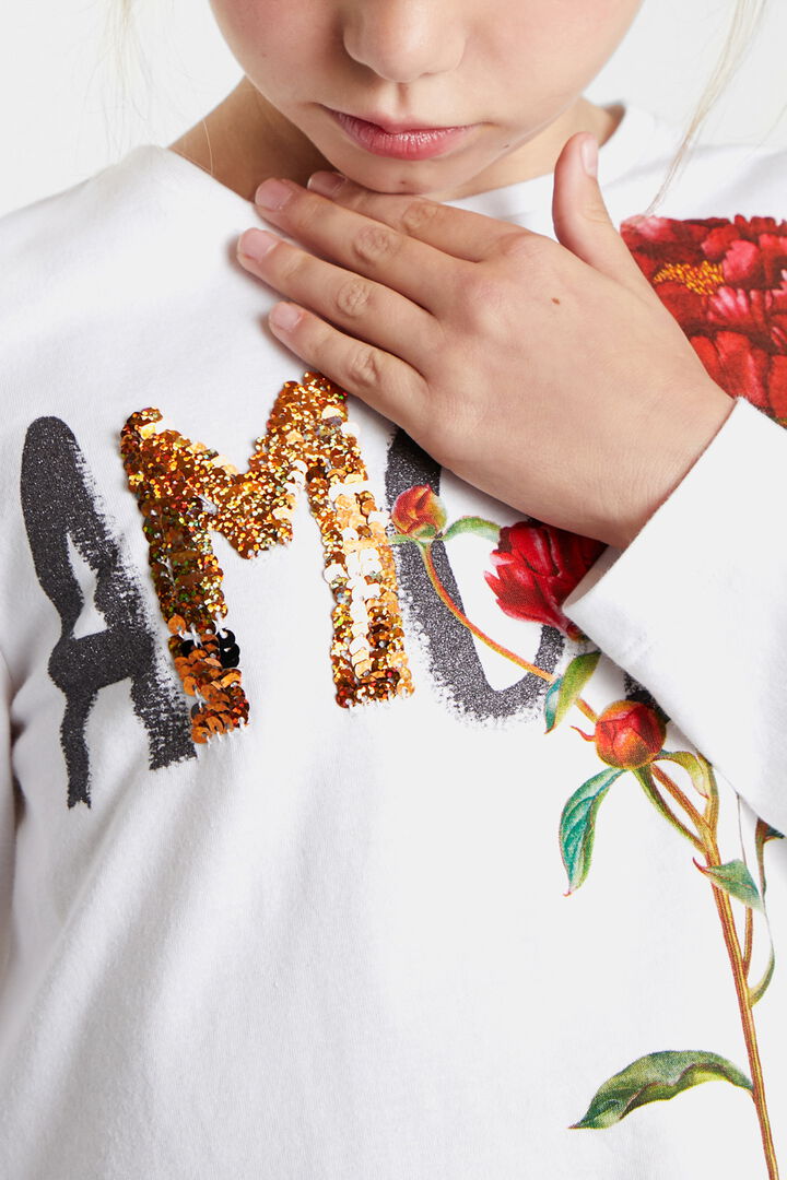 Camiseta flores lentejuelas | Desigual