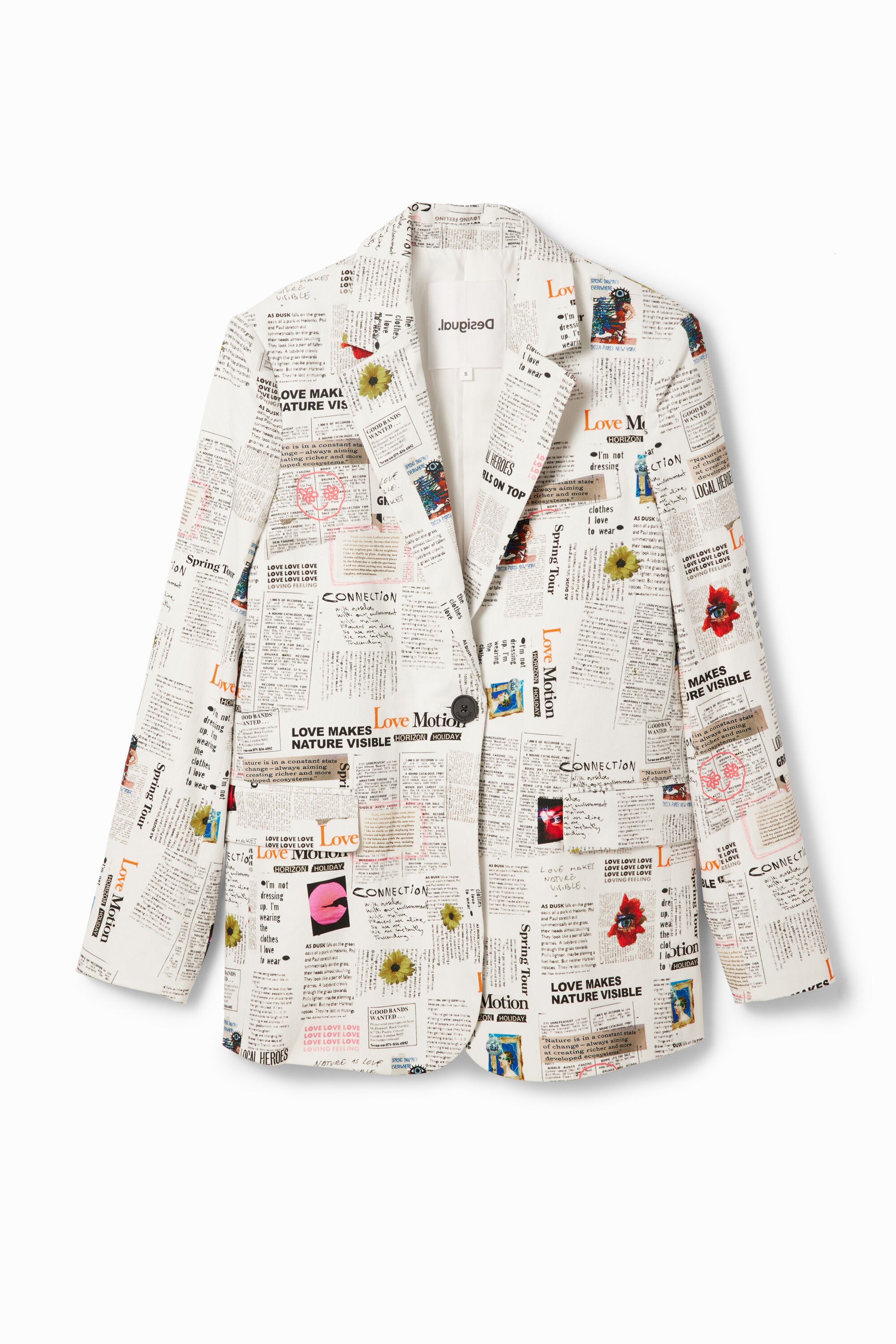 Newspaper print blazer discount