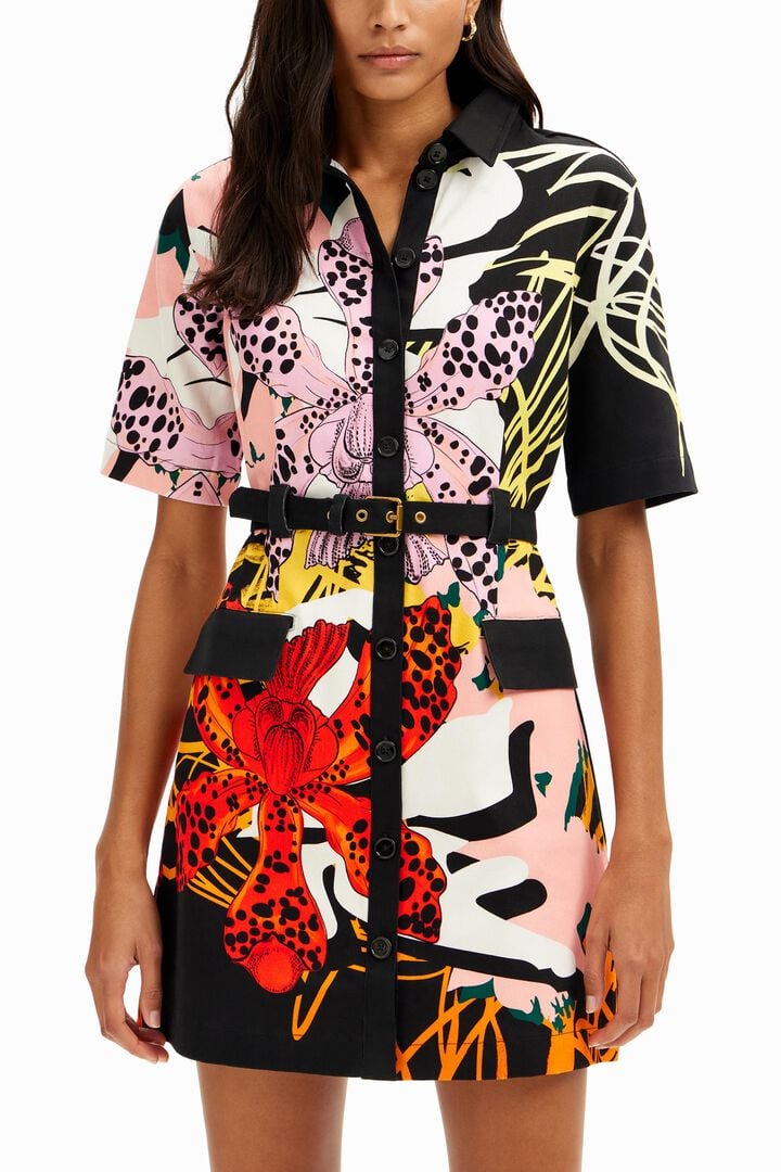 Vestido corto camisero orqu&iacute;deas M. Christian Lacroix | Desigual