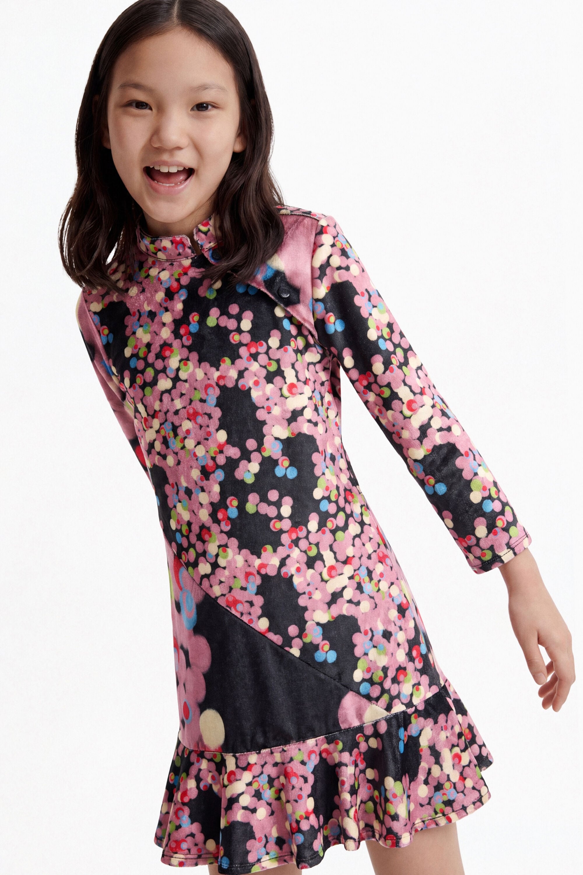 vestido manga larga estampado