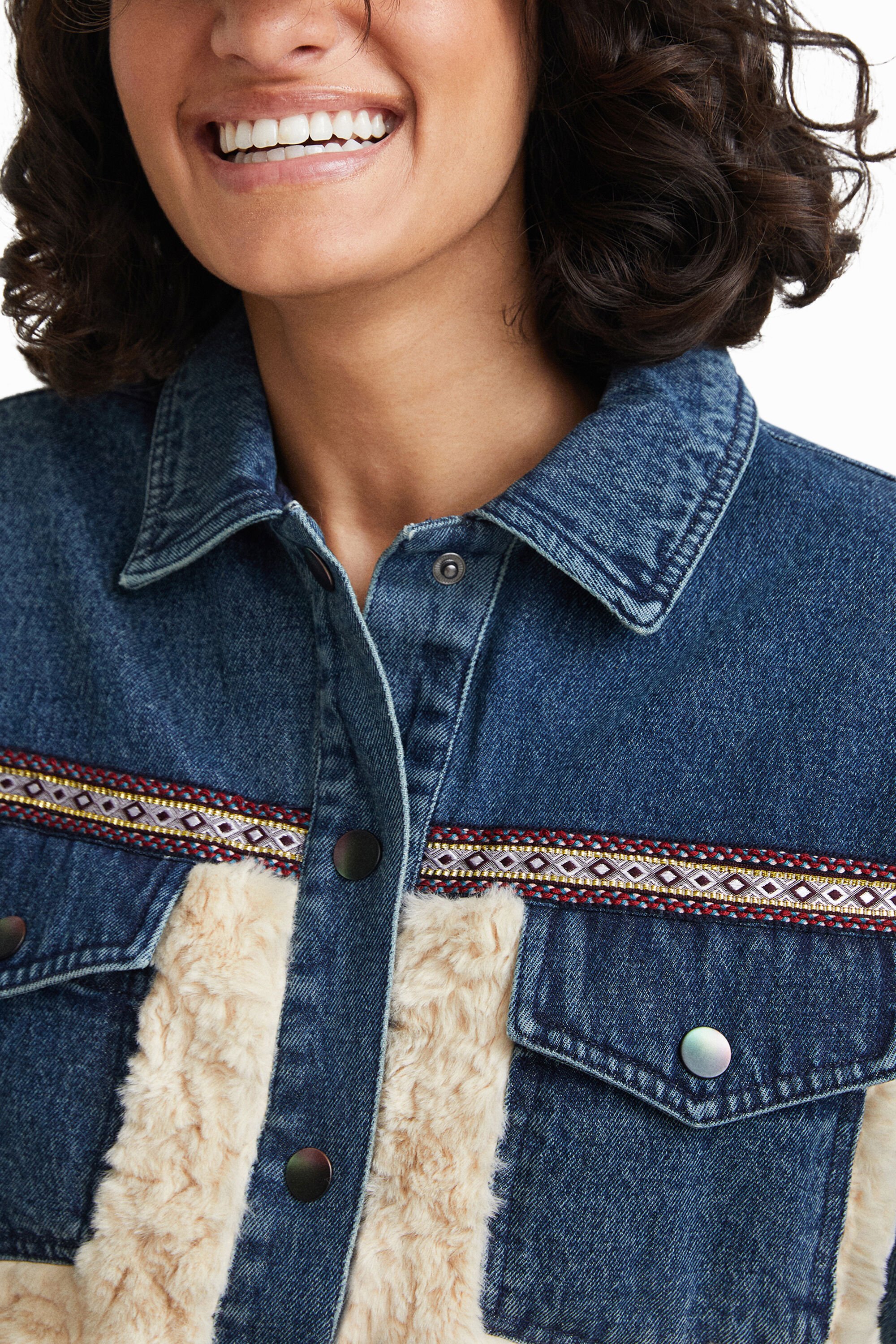 DESIGUAL HYBRID DENIM JACKET FLEECE