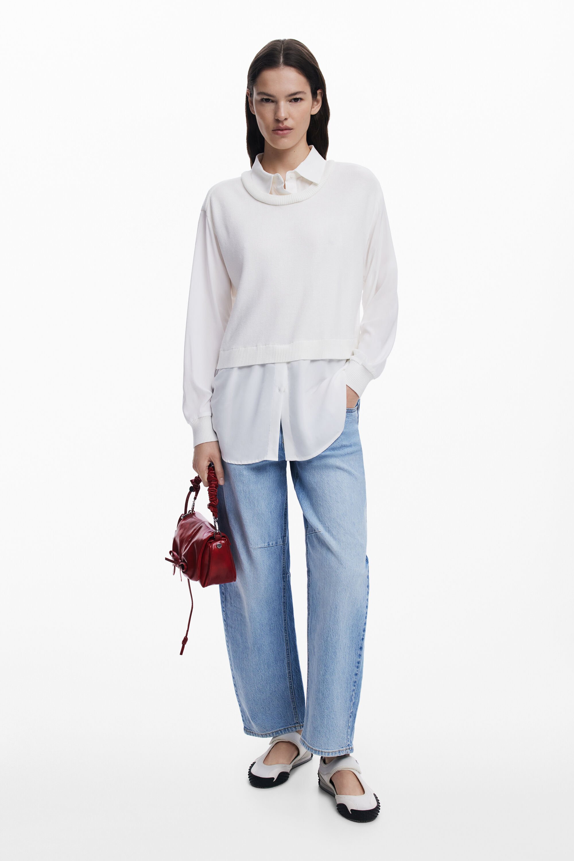 Desigual 2-in-1 Effect Shirt In White