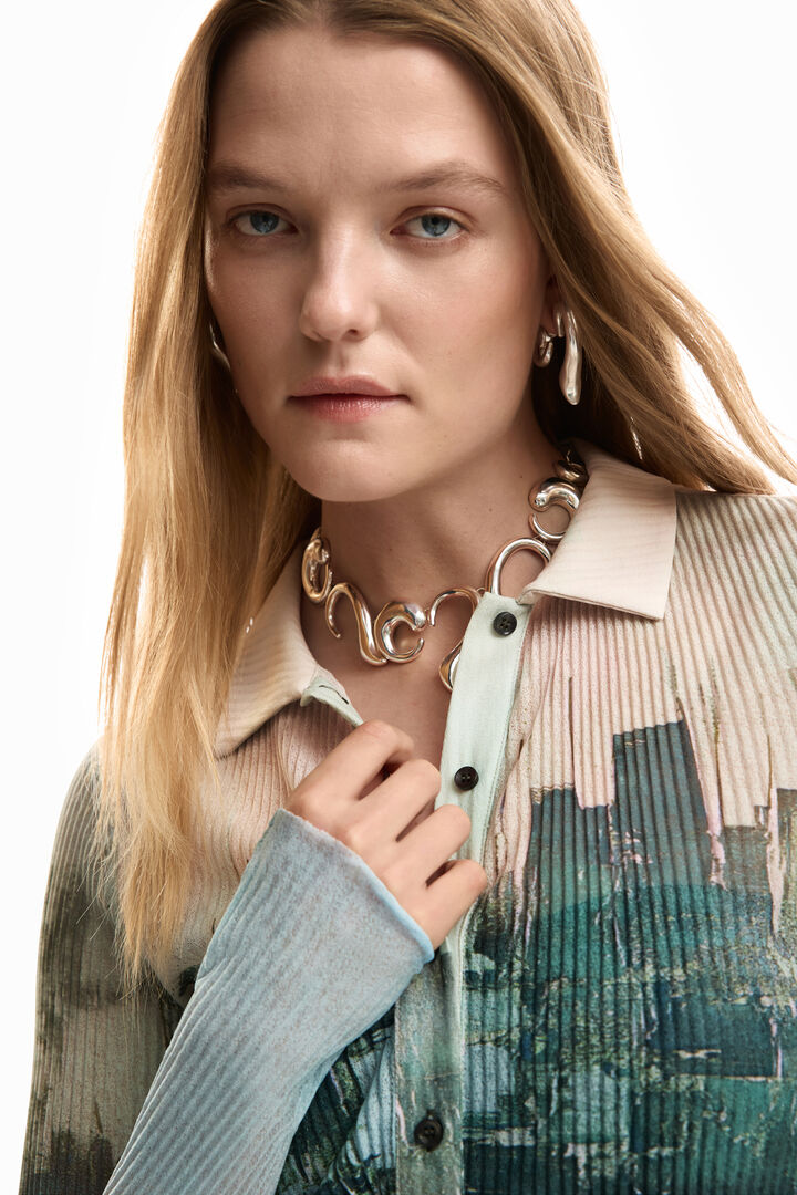 Textured buttoned T-shirt | Desigual