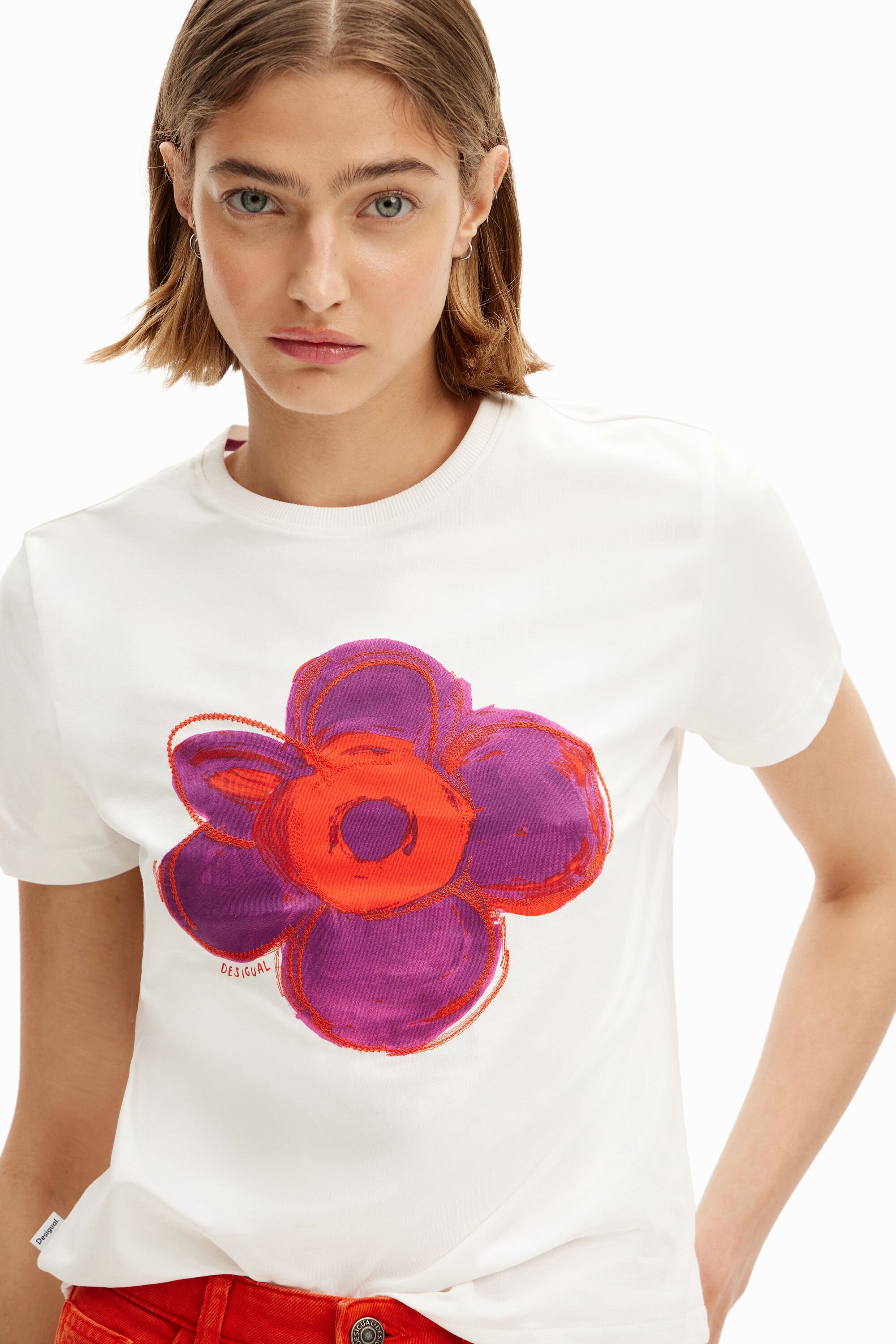 Flower illustration T shirt Women s I Desigual