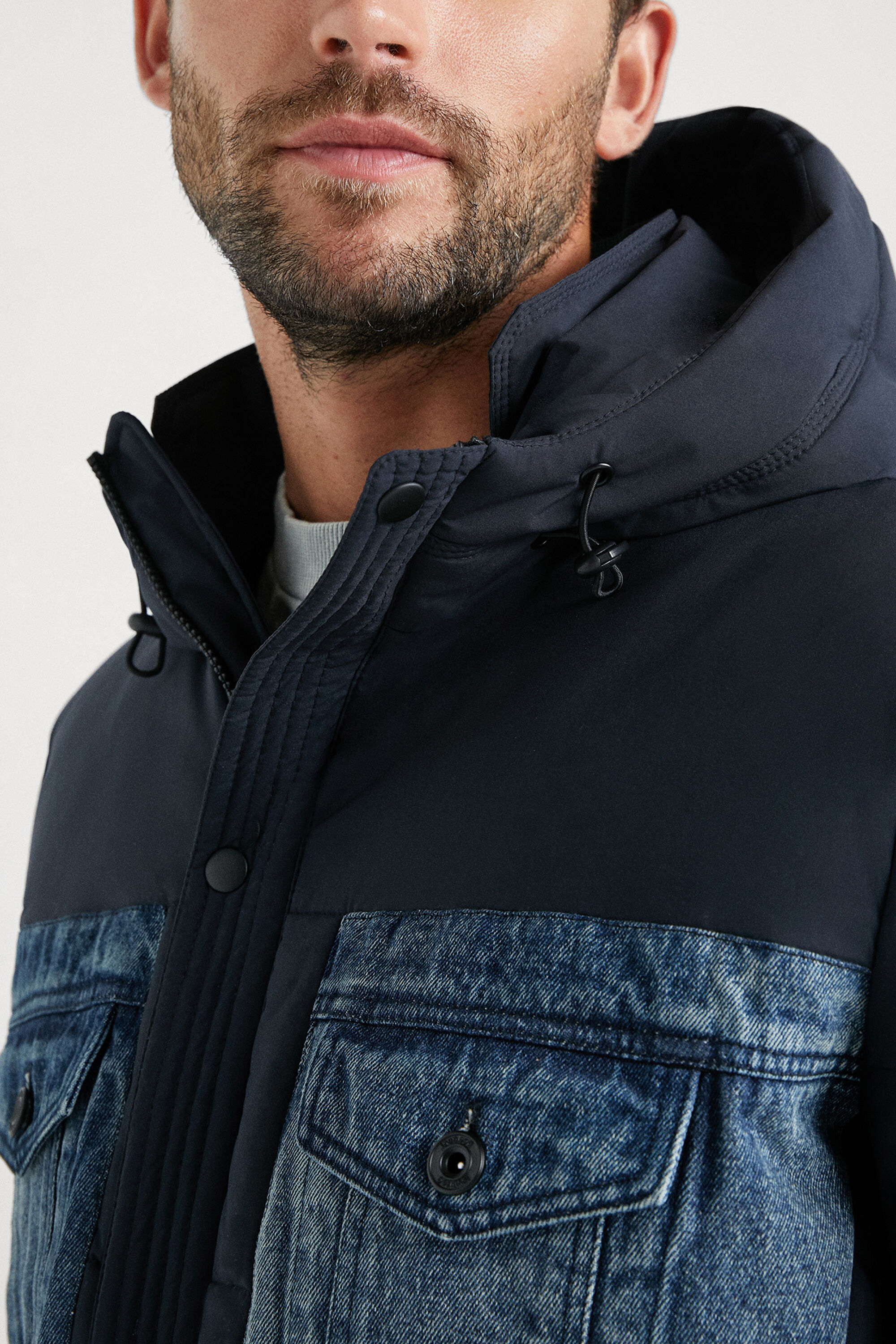 padded denim jacket mens