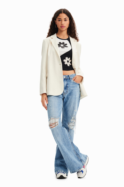 Plain textured blazer