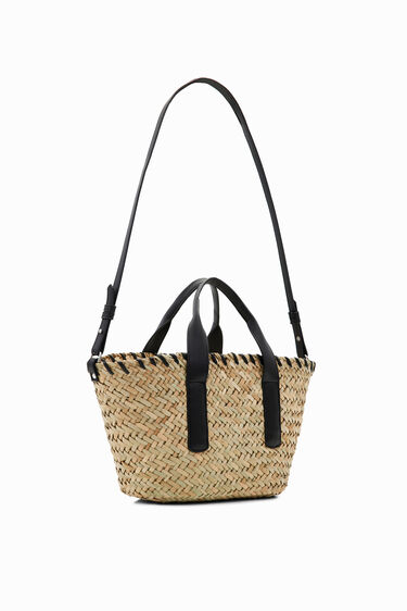 Small message raffia basket bag | Desigual