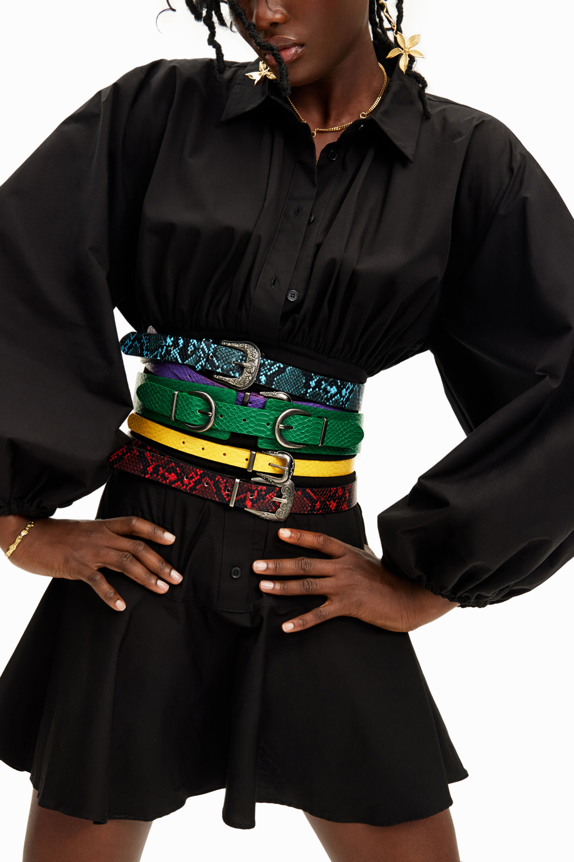 Shop Desigual Stella Jean Multi-belt In Material Finishes