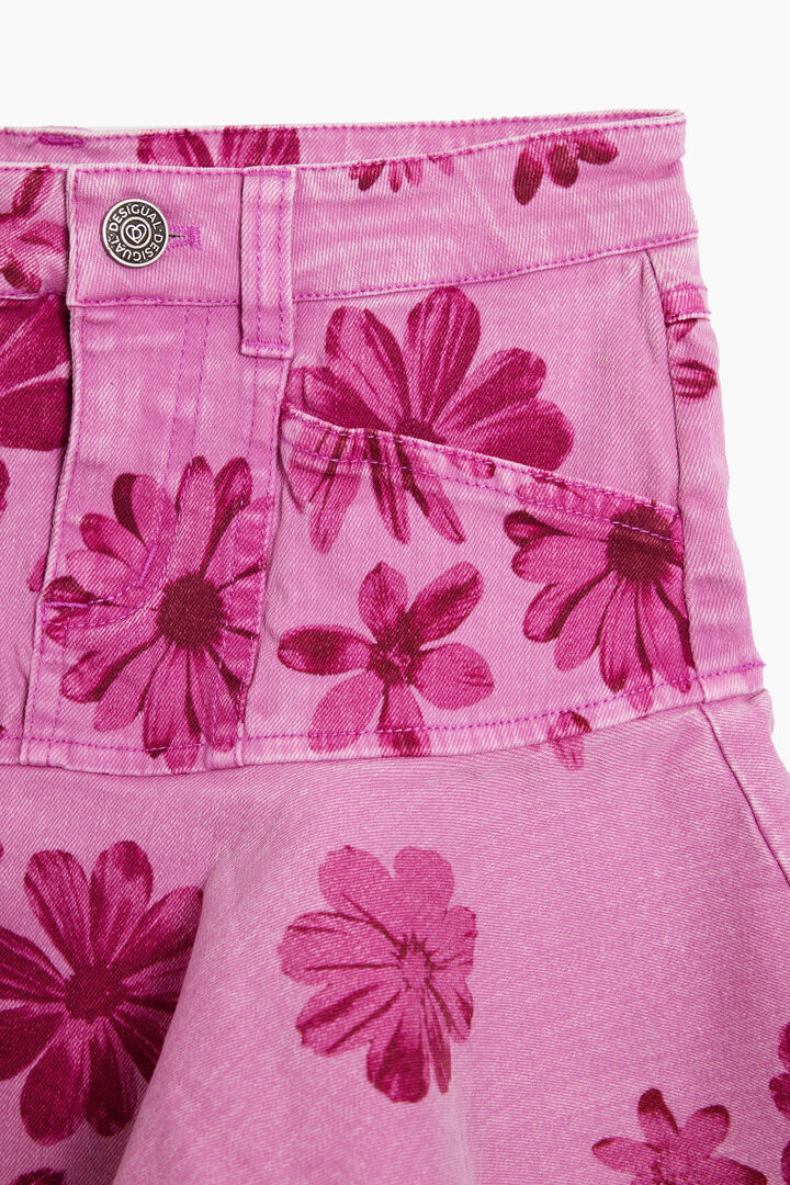 Short denim skirt with flowers | Desigual