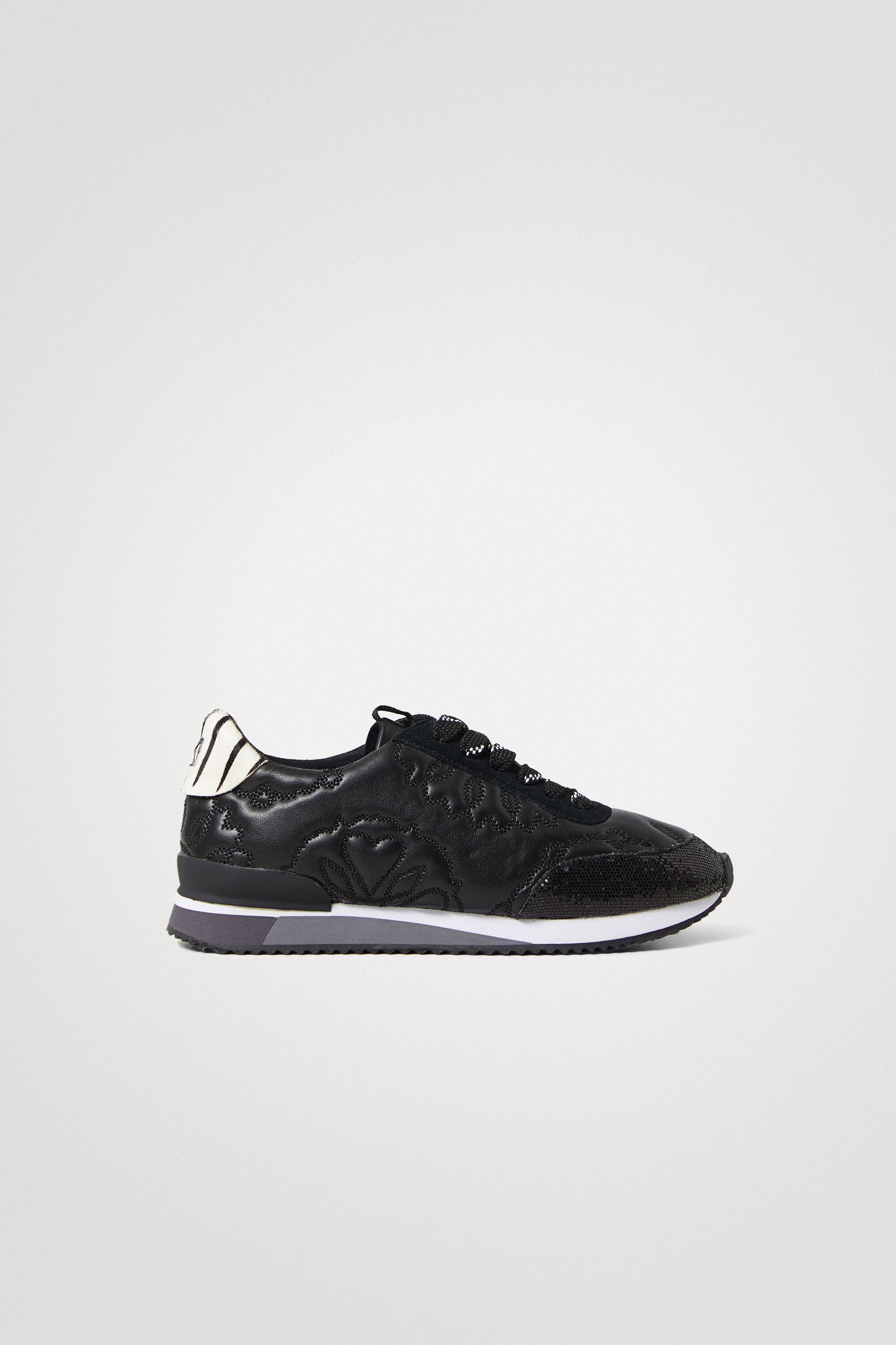 Desigual Synthetic Leather Running Sneakers Embossed In Black