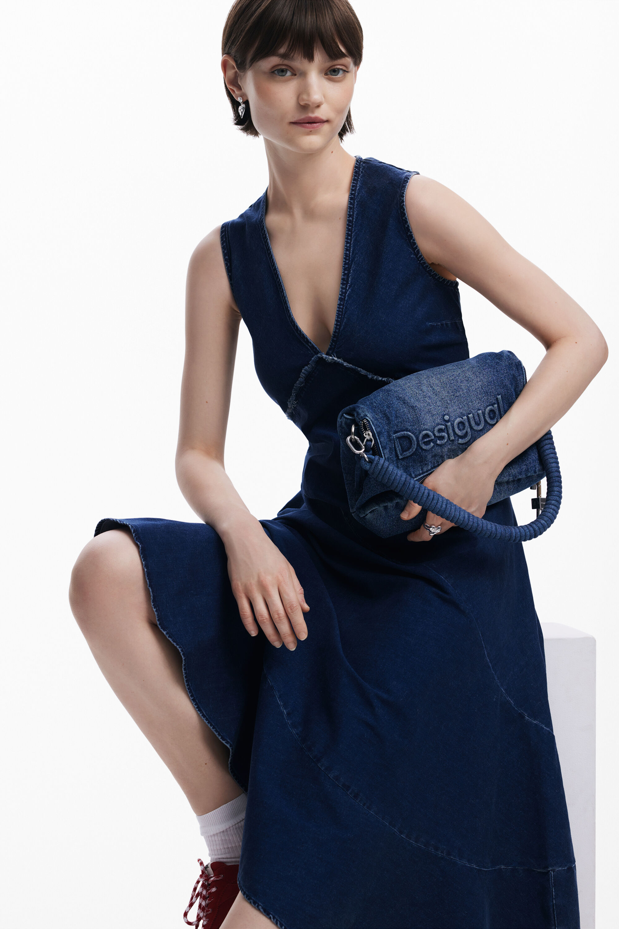 Desigual アシンメトリーなデニムミディワンピース In Blue