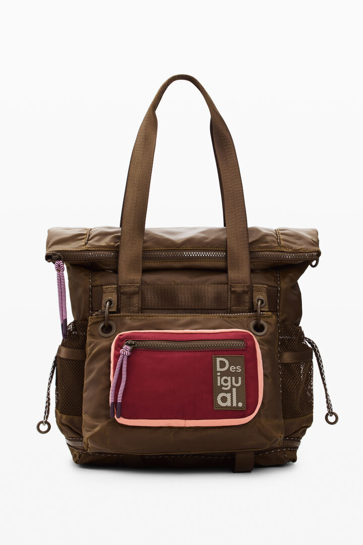 Desigual Accessoires Sac à Dos PU Medium Femmes - Marron - Tissu Effet Cuir Multi-Poches