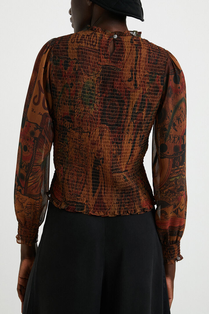 Blouse nid d'abeille imprimée | Desigual