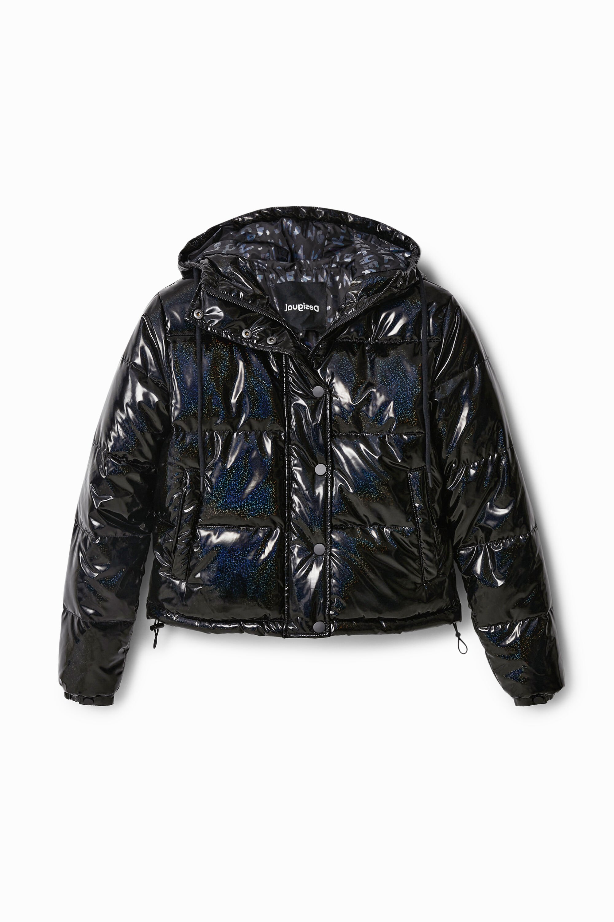 Iridescent short padded jacket