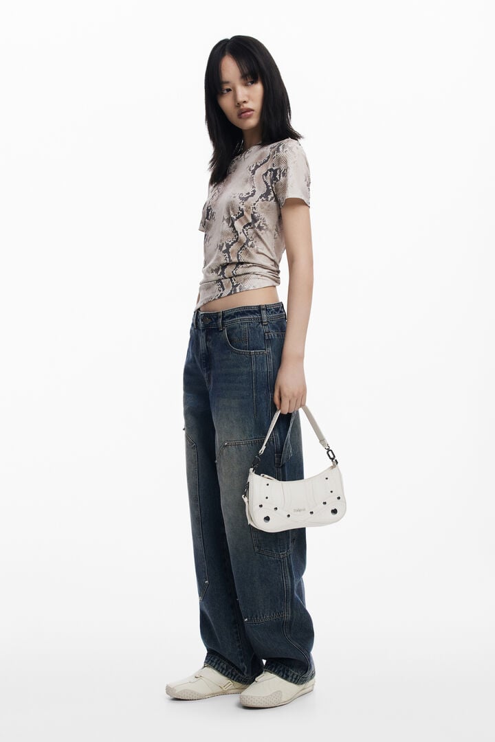 Bolso efecto piel bordados pequeño | Desigual